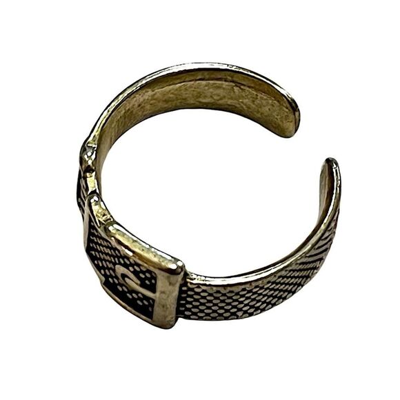 Bundle of 3 Silver Tone Statement Rings – Size 10 – Adjustable & Unique Textures - Picture 4 of 7